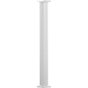 9' x 6" Endura-Aluminum Column, Round Shaft (Post Wrap Installation), Non-Tapered, Fluted, Gloss White