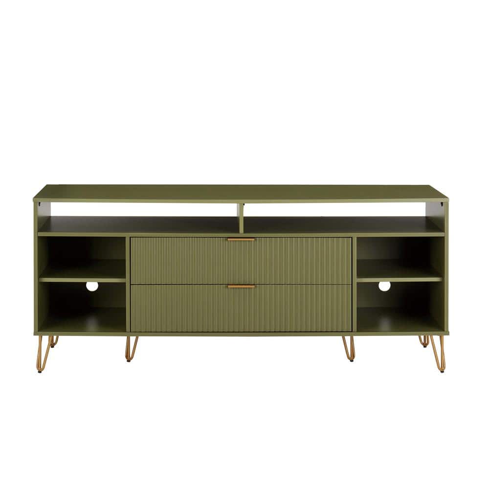 Manhattan Comfort DUMBO 62.99 in. Olive Green Mid-Century Manhattan Comfort DUMBO 62.99 in. Olive Green Mid-Century