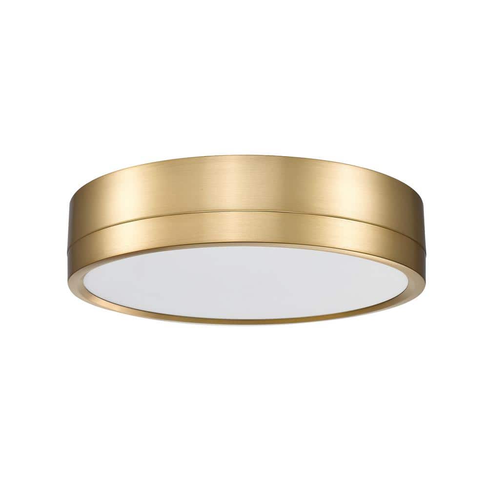 Algar 12" Modern Gold LED Flush Mount Ceiling Light with Frosted Acrylic Shade