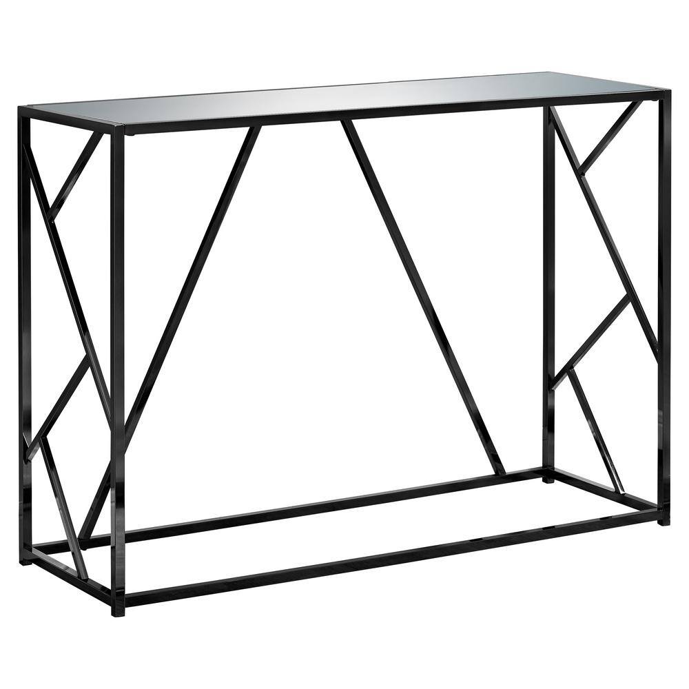 44 in. Black Standard Rectangle Mirrored Console Table HD3397 The