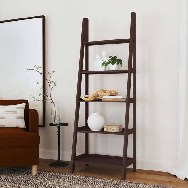 Espresso ladder bookshelf discount