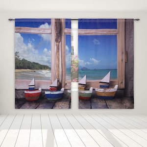 Blackout Bedroom Darkening Thermal Insulated Curtains with Rod Pocket 52x95 Inch Small Wooden Boat 3D Print 2 Panels