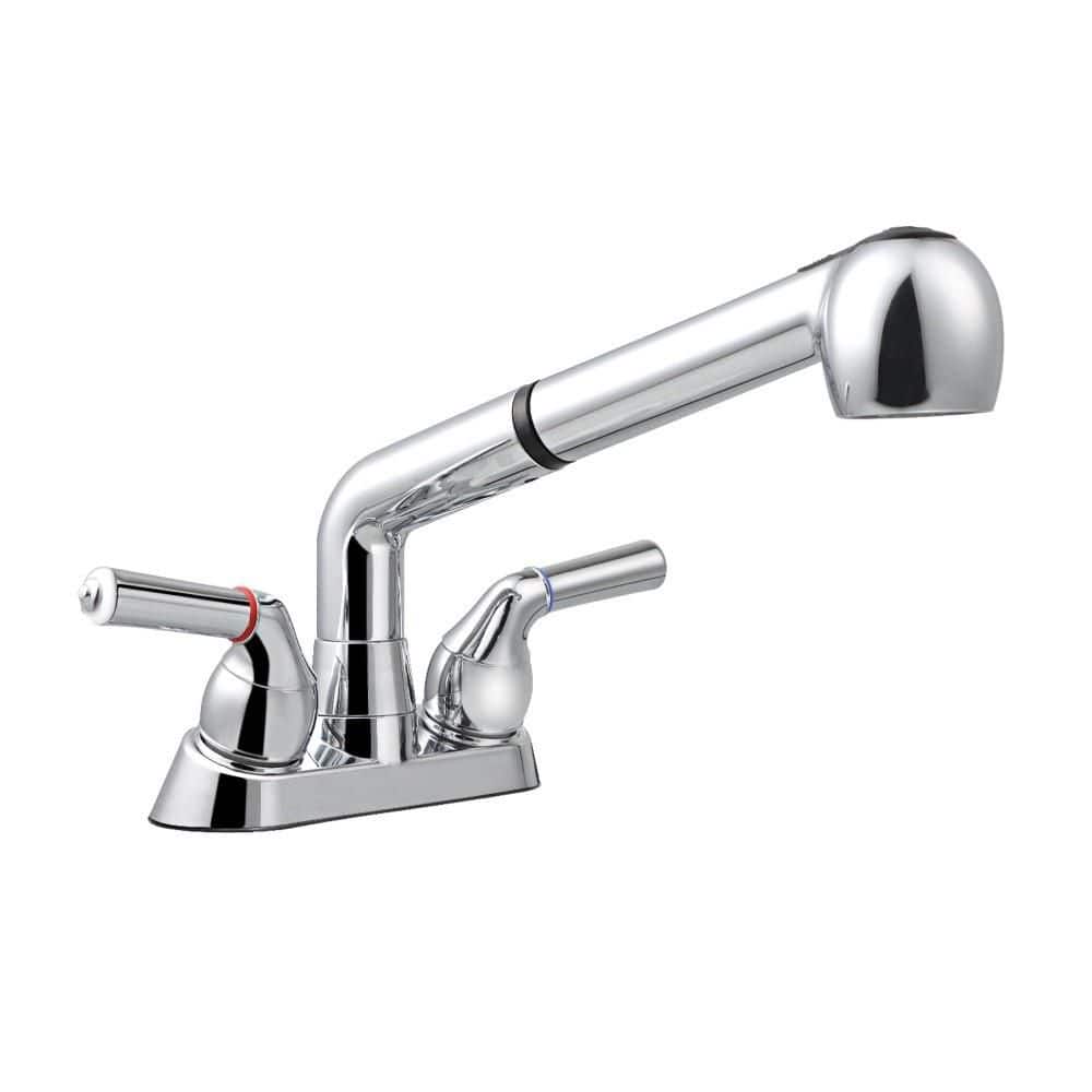 1-Piece Pull Out Utility Faucet with Spray Head Hose, Chrome ABS Plastic Dual Handle 360 Swivel Laundry Faucet price history on PriceWatchPro