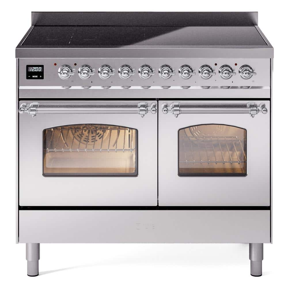 Nostalgie II 40 in. 6 Zone Freestanding Induction Range in Stainless Steel with Chrome Trim -  ILVE, UPDI406NMPSSC