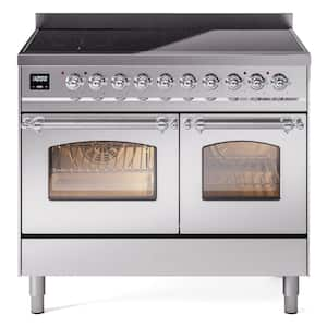 Nostalgie II 40 in. 6 Zone Freestanding Induction Range in Stainless Steel with Chrome Trim