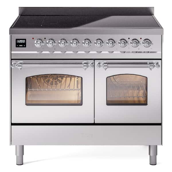 Nostalgie II 40 in. Induction Range with 6-Elements, Chrome Trim in Stainless Steel