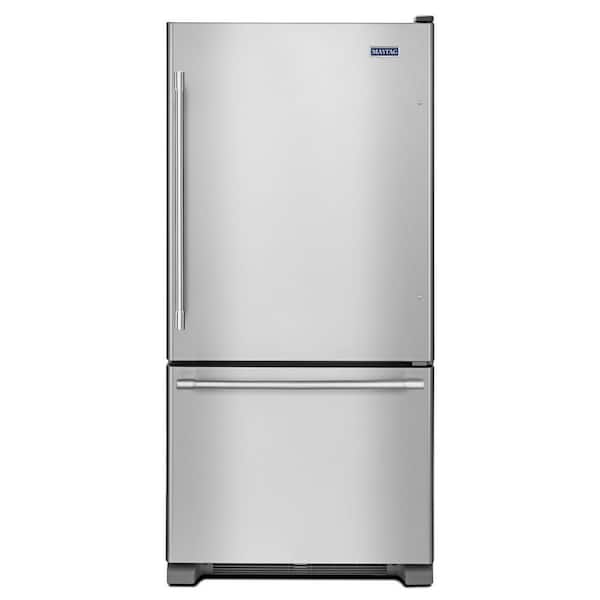 Maytag 19 cu. ft. Bottom Freezer Refrigerator in Fingerprint Resistant Stainless Steel 0