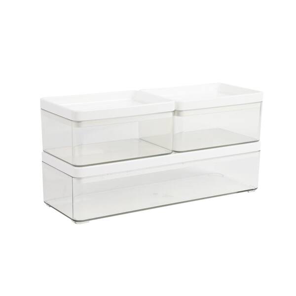 Martha Stewart Brody Clear Plastic Storage Organizer Bins with White  Engineered Wood Lids for Home Office, Kitchen, or Bathroom, 3 Pack  Small/Medium/Large in the Desktop Organizers department at