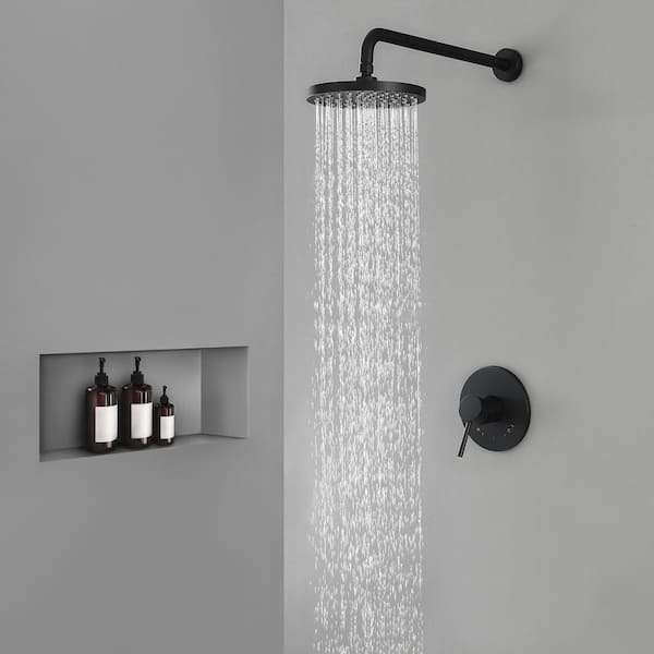 KES Single Handle 1-Spray Shower Faucet 1.8 GPM with Pressure Balance, Anti Scald in. Matte Black