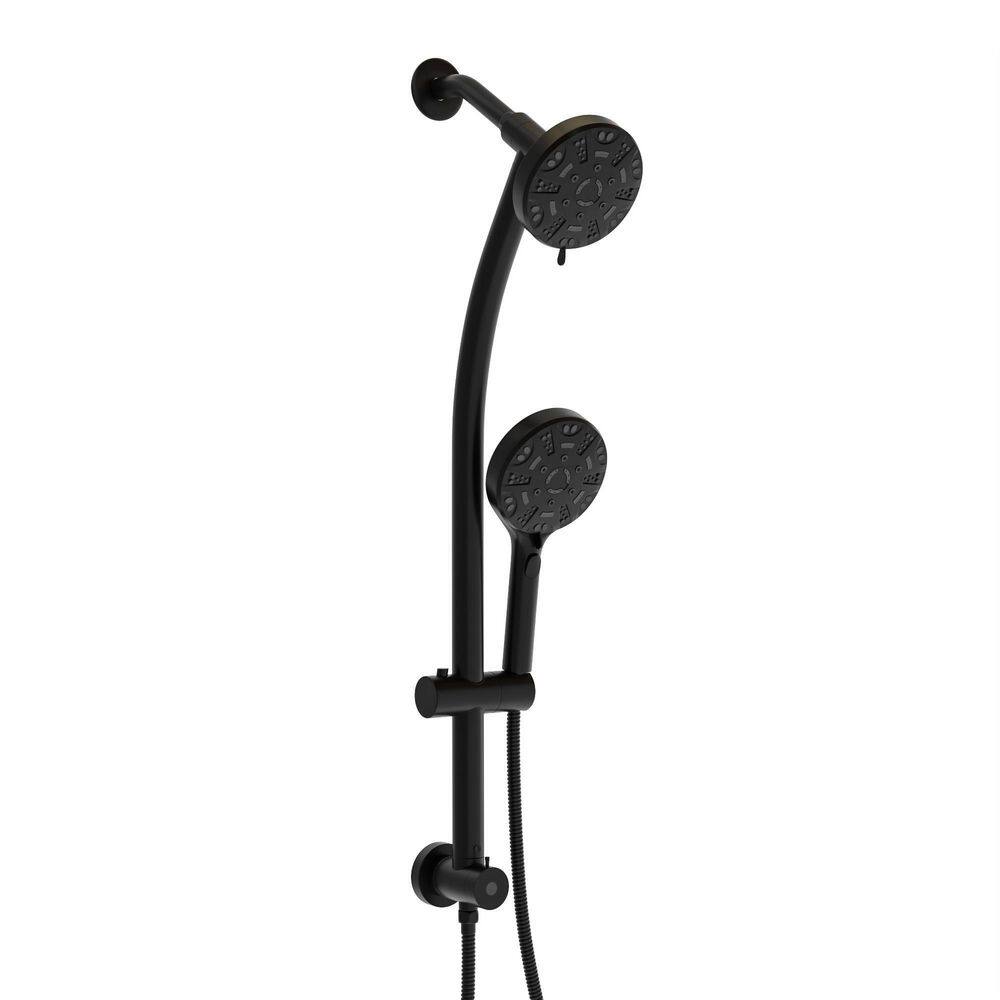 7-Spray Patterns 4.7 in. Wall Mount Dual Shower Heads Height Adjustable with Handheld Shower Faucet in Matte Black price history on PriceWatchPro