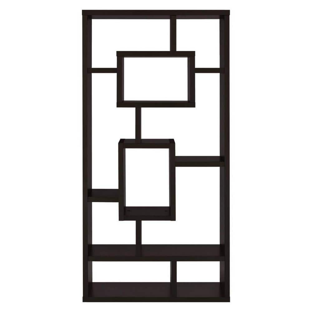 Cappuccino Brown Asymmetrical Cube Wood Bookcase