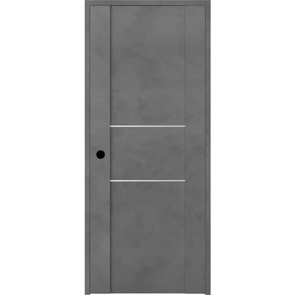 Belldinni 24 in. x 80 in. Vona Right-Handed Solid Core Dark Urban Textured Wood Single Prehung Interior Door