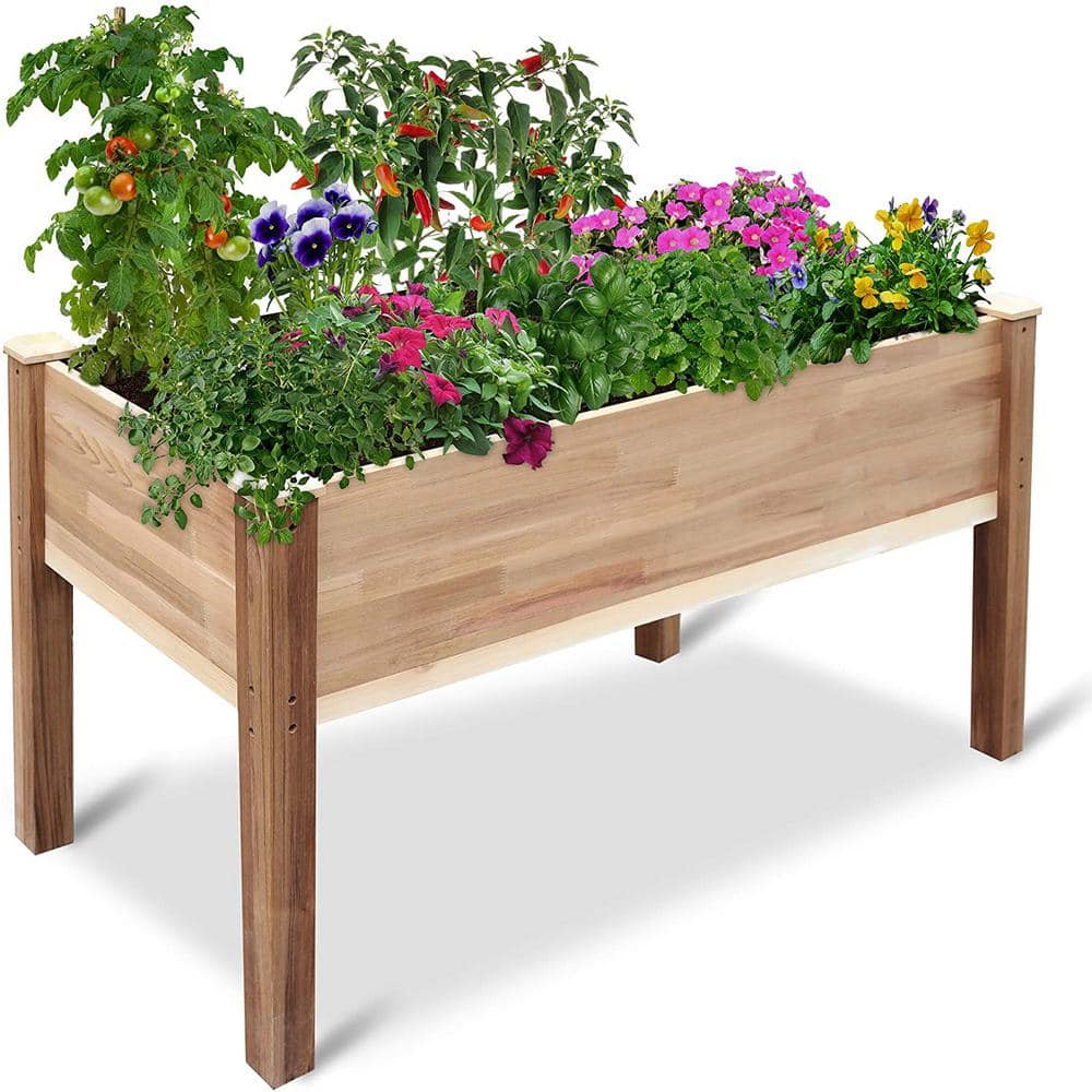 72 in. x 23 in. x 30 in. Raised Garden Bed, Red Cedar Wood Herb Planter ...