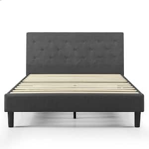 Shalini Dark Grey Upholstered Queen Platform Bed Frame