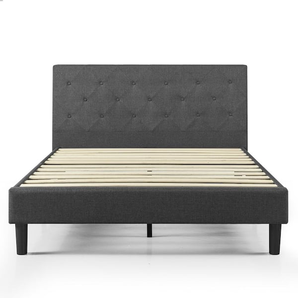 Zinus Shalini Dark Grey Upholstered Queen Platform Bed Frame