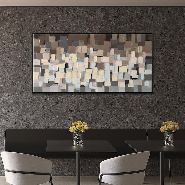 "Synthesis" Framed Abstract Wall Art Print Hand Painted 30 in. x 60 in.