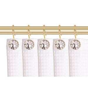 Shower Curtain Hooks for Bathroom, Rust Resistant Shower Curtain Hooks Rings, Crystal Design, Set of 12, Gold