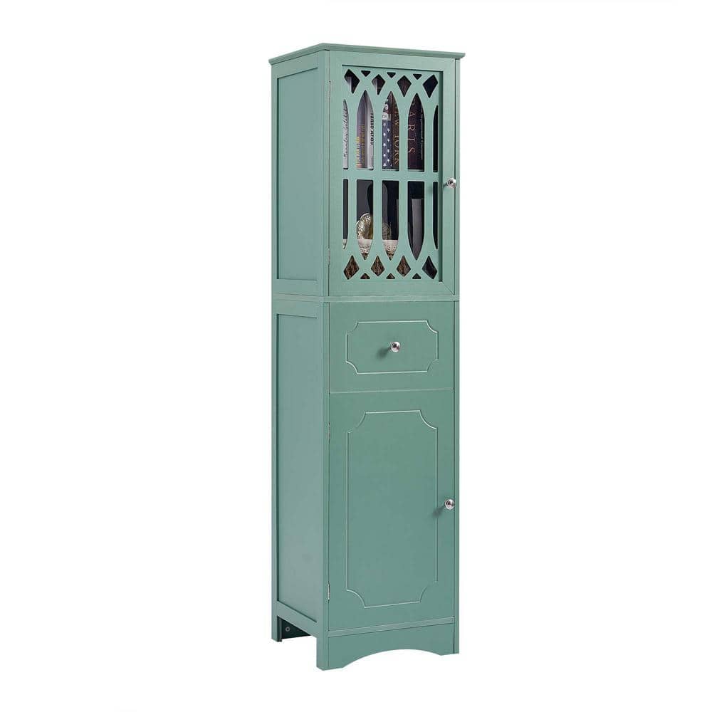 16.50 in. W x 14.20 in. D x 63.80 in. H Green Freestanding Tall Bathroom Li