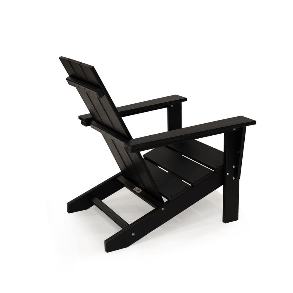 Arcadia Black HDPE 3-Piece Outdoor Adirondack Chair and Table Set