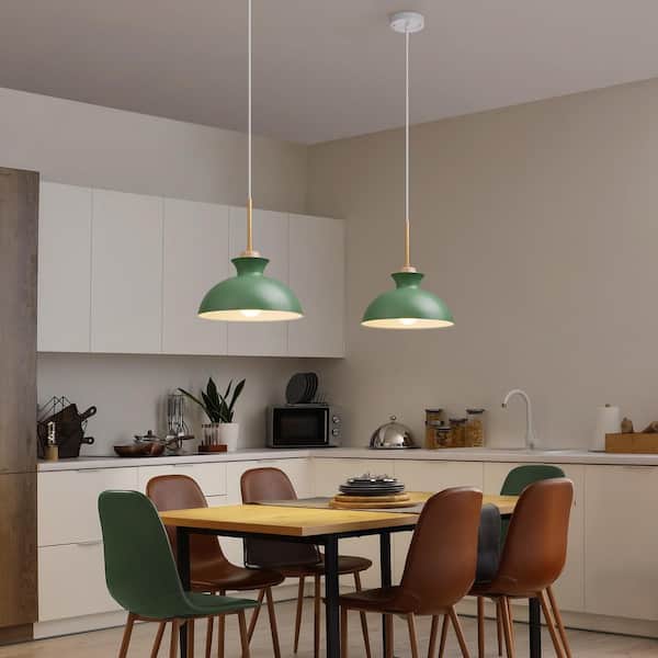 Manor 60 -Watt 1 Light Green Modern Farmhouse Barn Pendant Light with Metal Shade