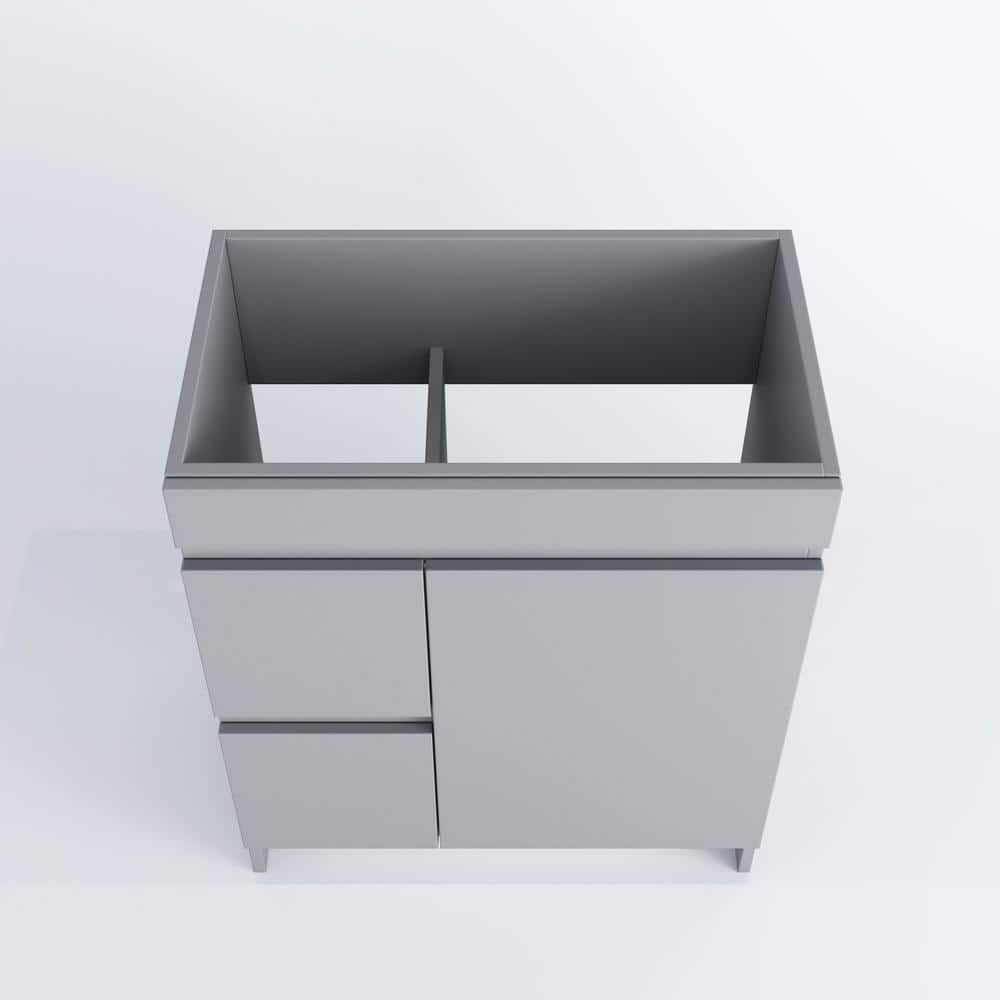 Gray 30" Freestanding Single Bathroom Vanity Base with Soft Close Drawers