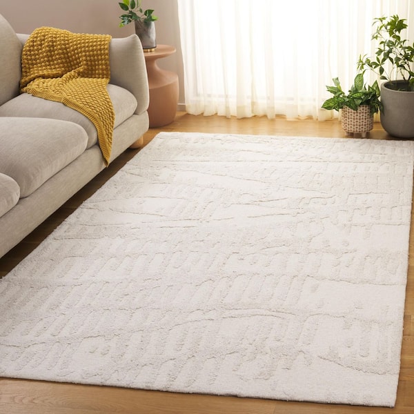 Mykonos 6 ft. x 6 ft. Ivory/Beige High-Low Drip Square Area Rug