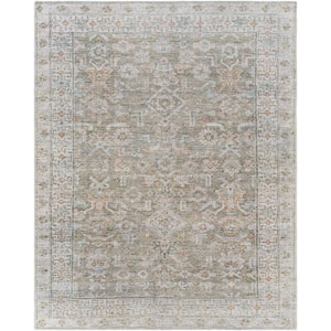 Darling Olive Traditional Washable 8 ft. x 10 ft. Indoor Area Rug