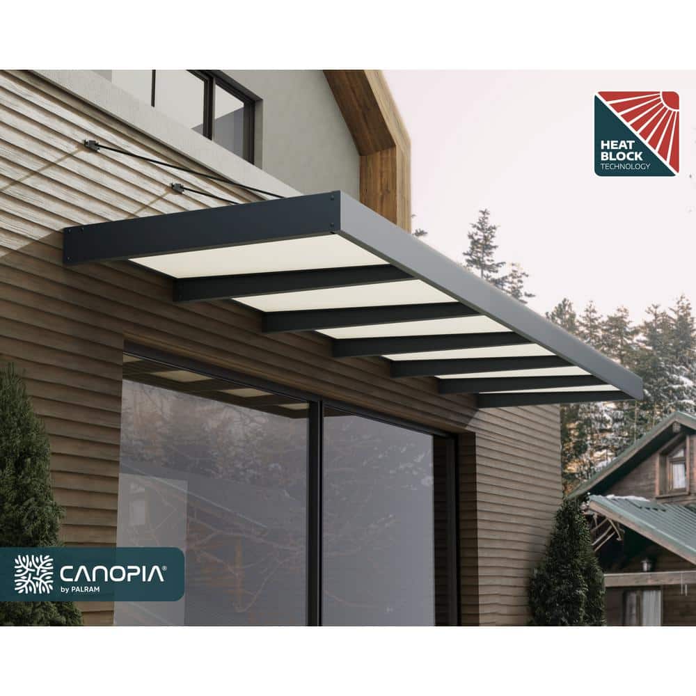 Sophia XL 19 ft Gray and White Acrylic Door Awning