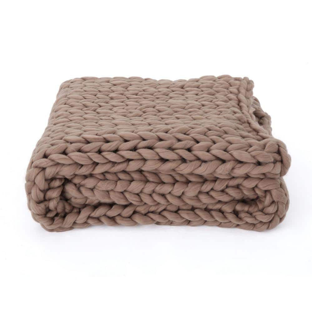 Coffee 50 in. x 60 in. Acrylic Throw Blanket for Couch, Bench and Armchair