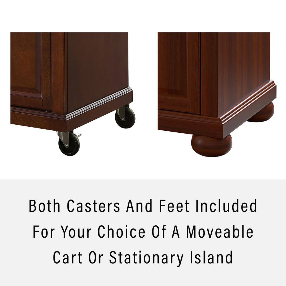 Alexandria Dark Brown Wood Top Portable Kitchen Island