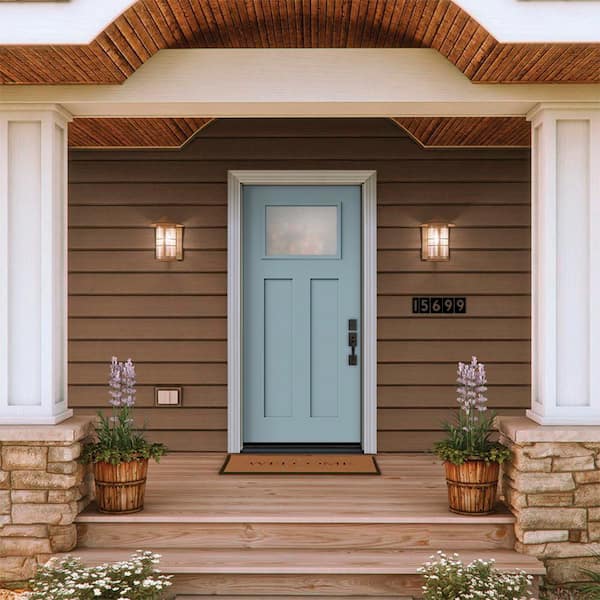 JELD-WEN 36 in. x 80 in. Left-Hand 1/4-Lite Craftsman Blanca