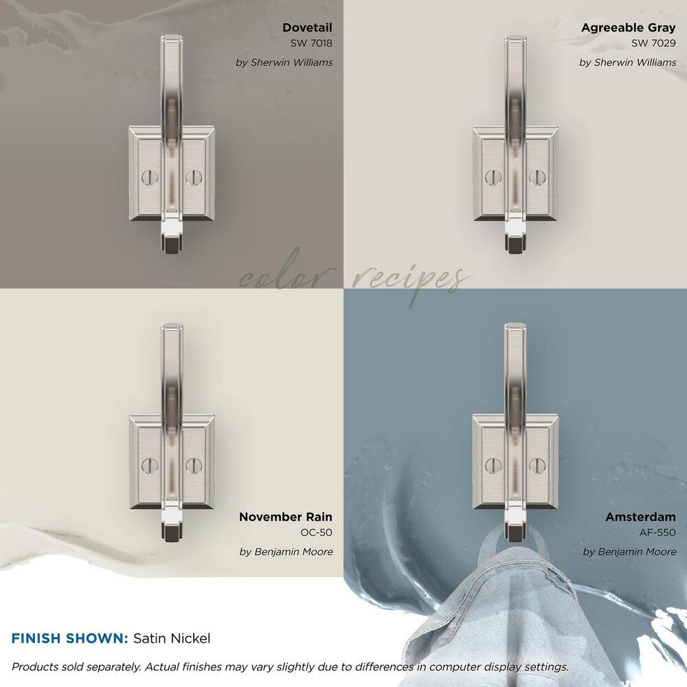 Satin Nickel Double Prong Decorative Wall Hook