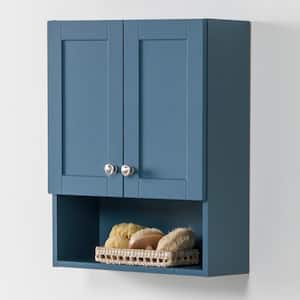 Lancaster 21 in. W x 8 in. D x 26 in. H Surface-Mount Shaker Bathroom Storage Wall Cabinet in Admiral Blue
