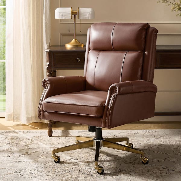 JAYDEN CREATION Palmira Transitional Genuine Leather Office Chair