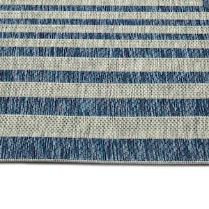 Soleri Collection Navy 2'7" x 4'11" Rectangle Residential Indoor-Outdoor Throw Rug