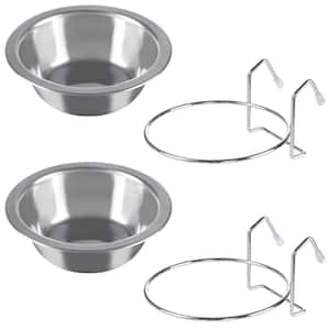 8 oz. Stainless Steel Hanging Pet Bowls (2-Pack)