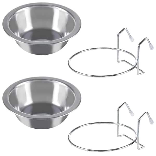 Elevated Double Stainless Steel Bowl with 5 Height Adjustable