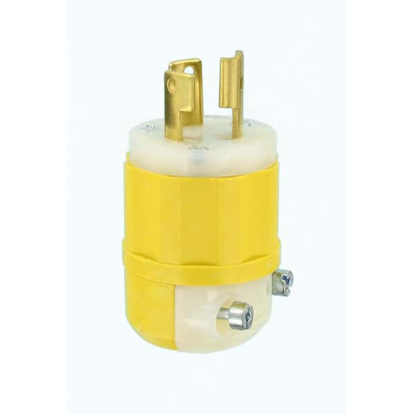 Leviton 15 Amp 125-Volt Locking Grounding Plug, Yellow/White