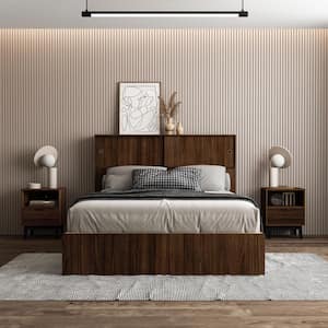 Victoria 4-Piece Walnut Wood Queen Bedroom Set