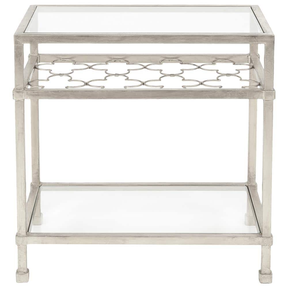 Hanzel Silver Leaf and Glass Rectangular Side Table