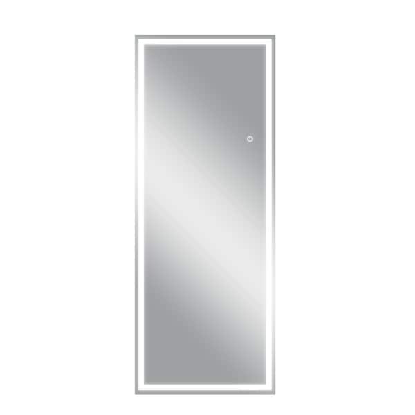 Lirago 20 in. W x 63 in. H Modern Rectangle Aluminium Alloy Frameless Silver Full Length Mirror