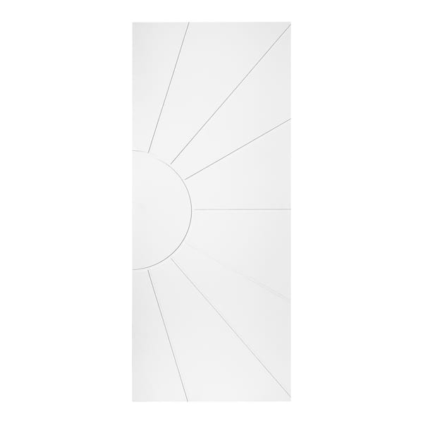 AIOPOP HOME Modern Sun Shape 30 in. x 80 in. MDF Panel White Painted Sliding Barn Door with Hardware Kit