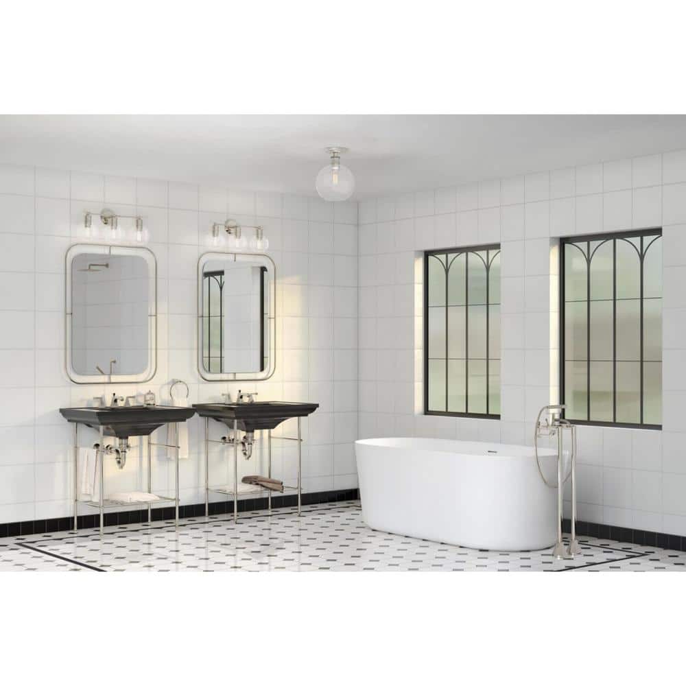 Hansford Polished Nickel 3-Light Bath Vanity Fixture with Clear Glass Shades