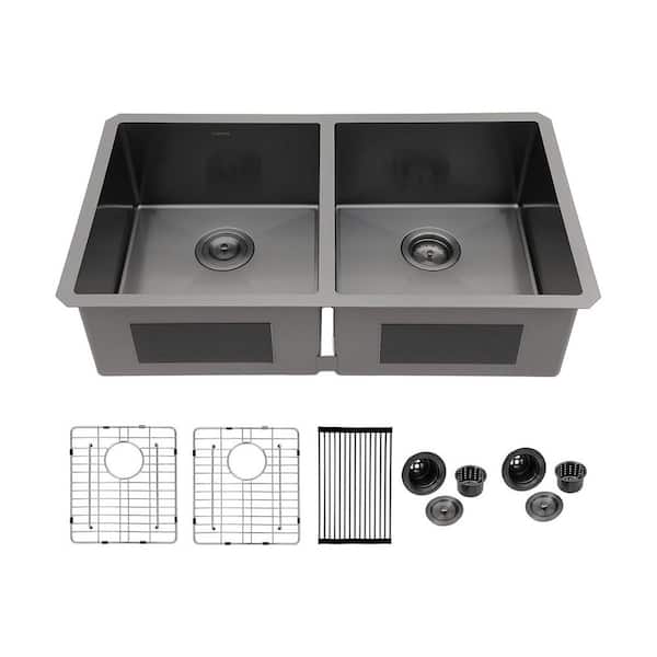 45 in. Undermount Workstation Sink Single Bowl 16-Gauge Stainless Steel Brushed Kitchen Sink