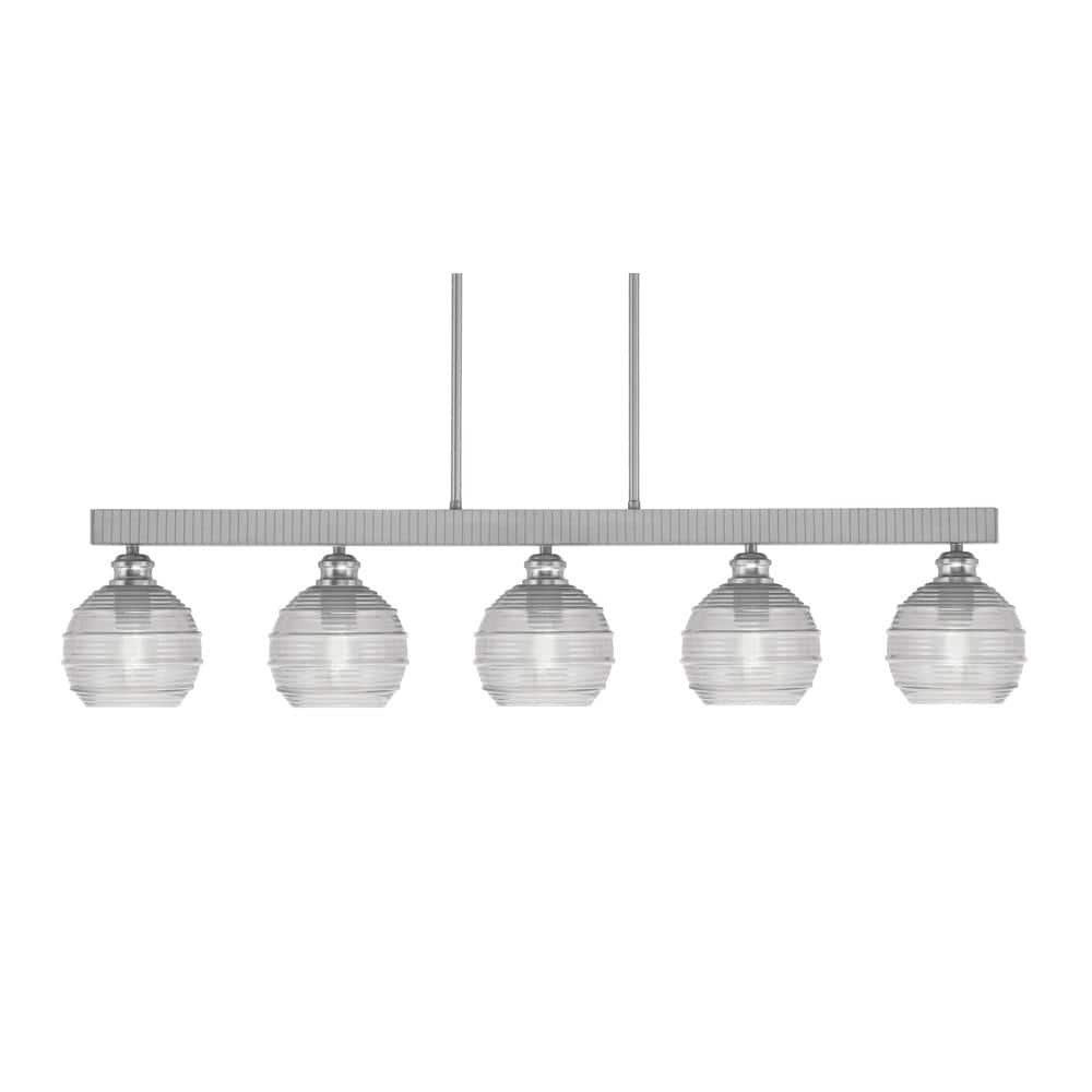 Albany 60-Watt 5-Light Brushed Nickel Linear Pendant Light with Clear ...