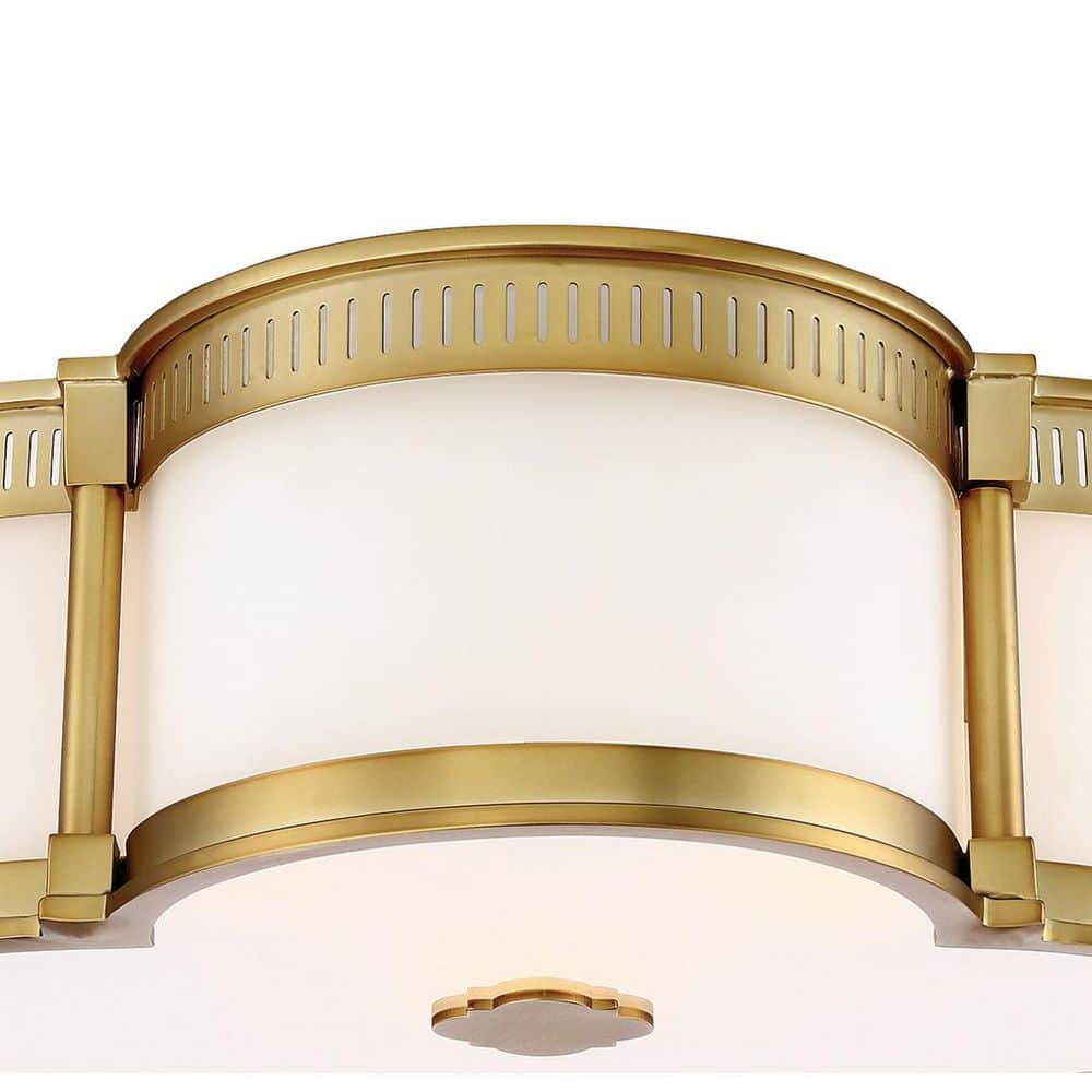 Liberty Gold LED Flush Mount Ceiling Light with Etched White Glass