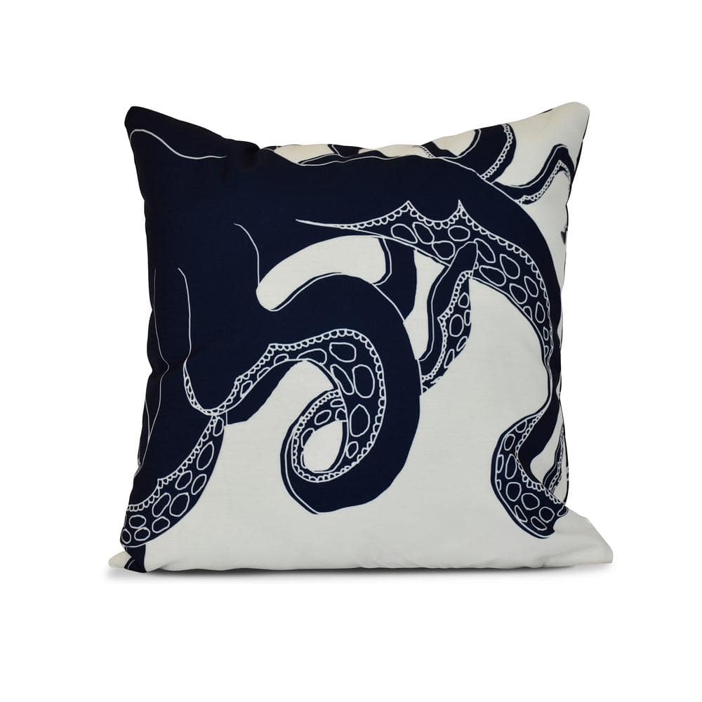 Gus Animal Print Throw Pillow in Navy Blue
