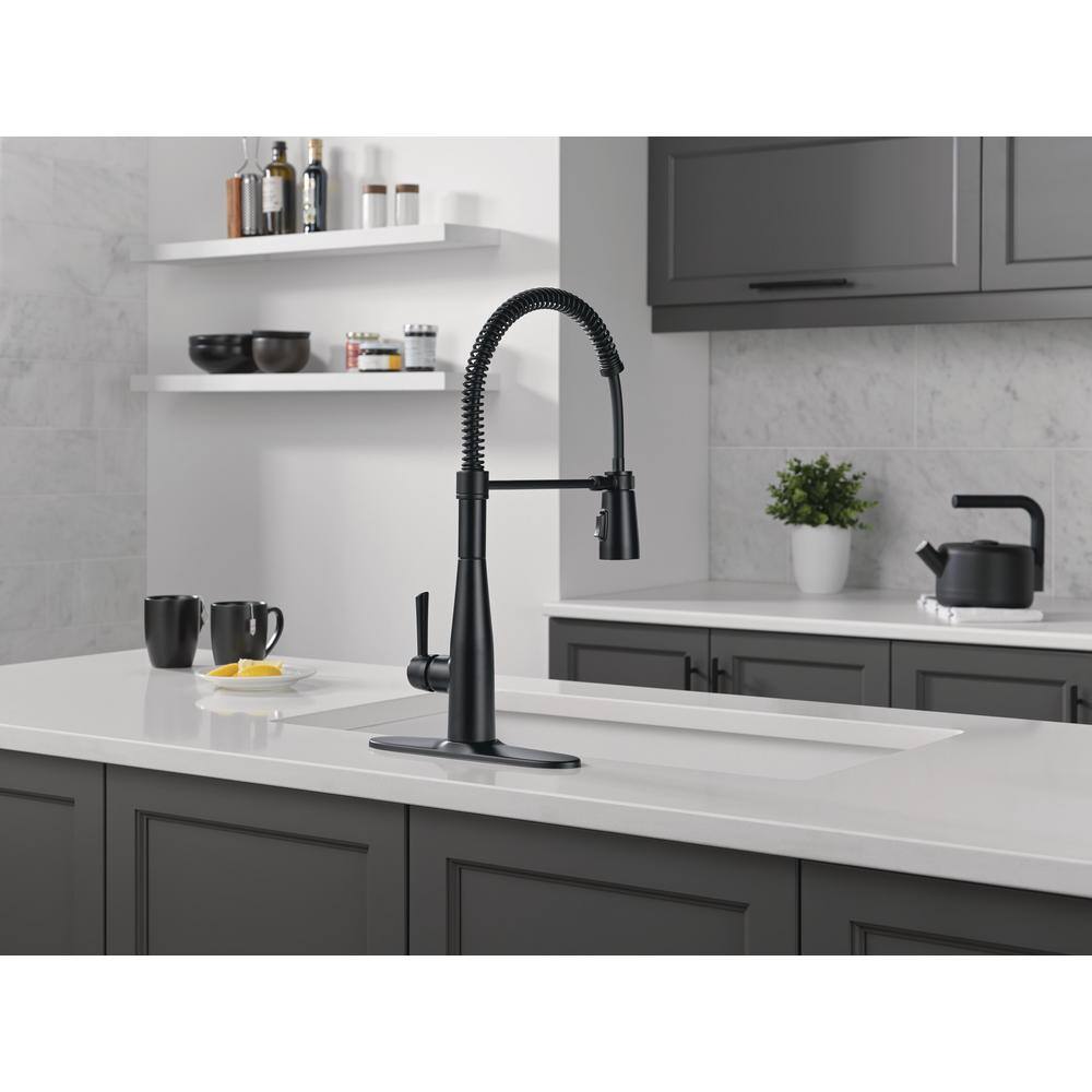 Matte Black Single-Handle Pull-Down Spring Kitchen Faucet