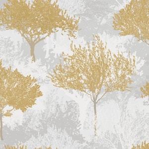 Birch Mustard Non-Woven Paper Removable Wallpaper