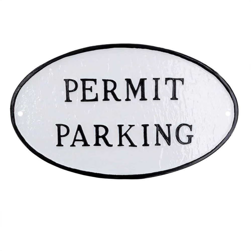 "8.5"" x 13"" Standard Oval Permit Parking Statement Plaque Sign - White/Black" price history on PriceWatchPro